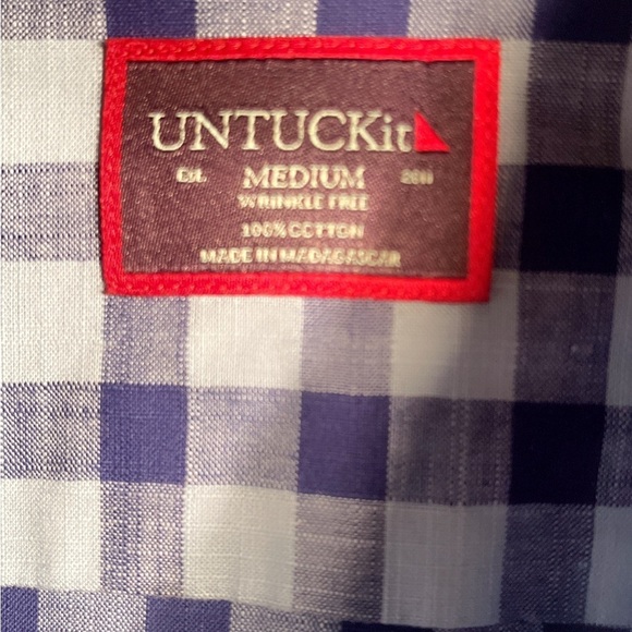 UNTUCKit Blue and White Casual Cotton Lightweight Button Down Shrt Long Sleeve M - Picture 4 of 5